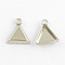 Tarnish Resistant Triangle Stainless Steel Charms Cabochon Settings, Plain Edge Bezel Cups, Stainless Steel Color, Tray: 8x9.5mm, 10.5x9.5x1mm, Hole: 2mm