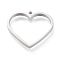 Non-Tarnish 304 Stainless Steel Open Back Bezel Pendants, Double Sided Polishing, For DIY UV Resin, Epoxy Resin, Pressed Flower Jewelry, Heart, Stainless Steel Color, 26x30x3mm, Hole: 2mm