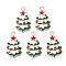 Alloy Enamel Pendants, Cadmium Free & Lead Free, Christmas Trees, Light Gold, Creamy White, 30x17.5x1.5mm, Hole: 2mm