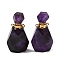 Natural Amethyst Perfume Bottle Pendants, Faceted Gems Bottle Charms with 304 Stainless Steel Findings, Golden, 35~35.5x20~20.5x13.5~14mm, Hole: 1.8mm