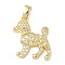 Brass Micro Pave Cubic Zirconia Pendants, Cadmium Free & Lead Free, Real 18K Gold Plated, Dog, 22x21x4.5mm, Hole: 3x6mm