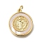 Brass Micro Pave Cubic Zirconia Pendants, Cadmium Free & Lead Free, with Shell, Real 16K Gold Plated, Flat Round Charms, with Jump Ring, Real 16K Gold Plated, 19x16.5x2mm