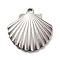 Non-Tarnish 304 Stainless Steel Pendants, Textured, Shell, Stainless Steel Color, 20.5x20x2mm, Hole: 1.6mm