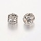 Antique Silver Plated Alloy Rhinestone European Beads, Large Hole Barrel Beads, Crystal, 11x10mm, Hole: 5mm