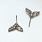 Brass Micro Pave Clear Cubic Zirconia Fishtail Head Pins, for Baroque Pearl Making, Gunmetal, 20x16mm