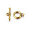 Tibetan Style Alloy Toggle Clasps, Lead Free and Cadmium Free, Antique Golden, 15x11mm, Hole: 2mm