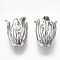 Brass Bead Caps, Apetalous, Flower, Nickel Free, Real Platinum Plated, 12.5x10.5x10mm, Hole: 1.5mm