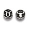 304 Stainless Steel Beads, Flat Round with Twelve Constellations, Antique Silver, Taurus, 10x4mm, Hole: 1.8mm