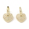 Rack Plating Brass Heart Dangle Hoop Earrings, with Plastic Pearl Beads, Long-Lasting Plated, Lead Free & Cadmium Free, Real 18K Gold Plated, 27x17.5x16mm