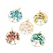Electroplate Glass Pendants, with Eco-Friendly Copper Wire, Ring with Tree, Mixed Color, 47~50x38~39x5~6mm, Hole: 2.5~4.5mm