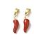 Brass Enamel Pendants, Cadmium Free & Nickel Free & Lead Free, Real 18K Gold Plated, Chili Charms, FireBrick, 16x4.5x4mm, Hole: 4x2.5mm
