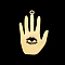 201 Stainless Steel Pendants, Laser Cut, Palm with Eye, Golden, 30x18x1mm, Hole: 1.6mm