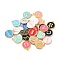 Flat Round Alloy Enamel Pendant, Mixed Pattern, Mixed Color, 14x12x2mm, Hole: 1.5mm