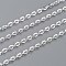 Iron Cable Chains, Unwelded, with Spool, Flat Oval, Popular for Jewelry Making, Important Decoration, Silver Color Plated, 3x2x0.6mm, about 328.08 Feet(100m)/roll
