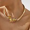 Iron Flower Link Choker Necklaces for Women, Golden, Inner Diameter: 4.49 inch(11.4cm)
