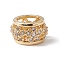 Eco-Friendly Rack Plating Brass Micro Pave Cubic Zirconia European Beads, Large Hole Beads, Long-Lasting Plated, Lead Free & Cadmium Free, Rondelle with Flower, Real 18K Gold Plated, 9x5.5mm, Hole: 5.5mm