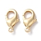 Rack Plating Brass Lobster Claw Clasps, Long-Lasting Plated, Lead Free & Cadmium Free, Light Gold, 12x7x2.8mm, Hole: 1.4mm