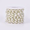 Handmade Glass Beaded Chains, Soldered, with Brass Findings, with Spool, Long-Lasting Plated, Real 18K Gold Plated, Cuboid, White, 4.5x2.5~3x2.5~3mm, 2mm, about 32.8 Feet(10m)/roll
