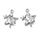 Brass Pave Clear Cubic Zirconia Connector Charms, Star Links, Cadmium Free & Nickel Free & Lead Free, Real Platinum Plated, 12.5x10x3.5mm, Hole: 1mm
