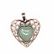 Retro Hollow Natural Aventurine Pendants, Heart Pendants, with Red Copper Metal Finding, 30x30x8mm