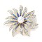 Sunflower Alloy Rhinestone Brooches for Backpack Clothes, with Imitation Pearl Beads and Enamel, Light Gold, 49x49mm