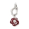 Brass Micro Pave Clear Cubic Zirconia Fold Over Clasps, Cadmium Free & Nickel Free & Lead Free, Rose, with Enamel, Platinum, 40mm