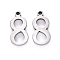 Tarnish Resistant 201 Stainless Steel Charms, Number, Laser Cut, Stainless Steel Color, Num.8, 15x7.5x1.5mm, Hole: 1.5mm