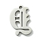 Non-Tarnish 201 Stainless Steel Pendants, Stainless Steel Color, Old Initial Letters Charms, Letter Y, 19.5x13x1.6mm, Hole: 1.8mm