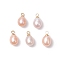Natural Cultured Freshwater Pearl Rice Charms, with Brass Bails, Golden, Mixed Color, 12x6.5mm, Hole: 1.8mm
