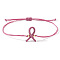 Waxed Cord Braided Bracelets for Women Breast Cancer Prevention, Awareness Ribbon, Flamingo, Inner Diameter: 11 inch(28cm)