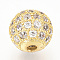 Brass Micro Pave Cubic Zirconia Beads, Cadmium Free & Lead Free, Round, Clear, Golden, 8mm, Hole: 1.5mm