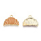 Eco-Friendly Zinc Alloy Pendants, with Enamel, Cadmium Free & Nickel Free & Lead Free, Croissant, Light Gold, Camel, 12x17x2mm, Hole: 1.8mm