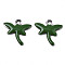 201 Stainless Steel Enamel Charms, Dragonfly, Stainless Steel Color, Dark Green, 11.5x12x1.5mm, Hole: 1.2mm
