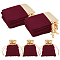 Rectangle Velvet Jewelry Pouches Bags, Gift Drawstring Bags, Dark Red, 10x7x0.3cm, 25pcs/bag
