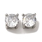 Brass with Single Clear Cubic Zirconia Beads, Cadmium Free & Nickel Free & Lead Free, Round, Platinum, 6x6x4.5mm, Hole: 3.5mm