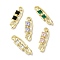 Alloy Pendant, with Glass, Light Gold, Lead Free & Cadmium Free, Safety Pin Charm, Mixed Color, 35x10.5x4mm, Hole: 3mm