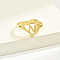 Brass Alphabet Adjustable Rings for Women, Cadmium Free & Nickel Free & Lead Free, with Heart, Letter N, 17mm, US Size 6 1/4(16.7mm)