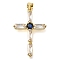 Brass Pave Clear Cubic Zirconia Pendants, Cross, Real 16K Gold Plated, 32.5x21x4.5mm, Hole: 3.5mm
