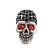 304 Stainless Steel Rhinestone Beads, Large Hole Beads, Skull Head, Hyacinth, Antique Silver, 21.5x13x13mm, Hole: 6mm