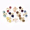 Adjustable Natural Druzy Agate Finger Rings, with Brass Findings, Golden, Mixed Color, 17~20mm