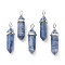 Natural Sodalite Pointed Pendants, with Platinum Tone Brass Findings, Bullet, 39.5x12x11.5mm, Hole: 4.5x2.8mm