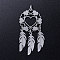 Non-Tarnish 201 Stainless Steel Pendants, with Jump Rings, Woven Net/Web with Feather, Stainless Steel Color, 44x20x1mm, Hole: 3mm, Ring: 5x0.8mm