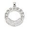 Rack Plating Brass Micro Pave Cubic Zirconia Pendants, Cadmium Free & Lead Free, with Link Chain Shape, Round, Stainless Steel Color, 28x25x3.5mm, Hole: 3.5x5mm