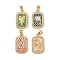 Brass Micro Pave Cubic Zirconia Pendants, Real 18K Gold Plated, with Enamel, Rack Plating, Long-Lasting Plated, Cadmium Free & Lead Free, Mixed Shapes, 21.5x13.5x3.5mm, Hole: 3.5x5mm