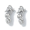 Ocean Collection Theme Jewelry, Brass with Cubic Zirconia Charms, Cadmium Free & Nickel Free & Lead Free, Real Platinum Plated, Sea Horse, 15x7x4.5mm, Hole: 1.2mm