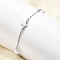 304 Stainless Steel Butterfly Link Bracelets, Cable Chain Jewelry for Women, with Plastic Imitation Pearl Beads, Stainless Steel Color, 7-5/8 inch(19.5cm)