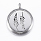 316 Surgical Stainless Steel Diffuser Locket Pendants, with Perfume Pad and Magnetic Clasps, Flat Round with Feather, Stainless Steel Color, Mixed Color, 37x30x6.5mm, Hole: 5mm, inner diameter: 23mm