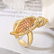 Brass Micro Pave Cubic Zirconia Adjustable Cuff Rings, Conch Shape, Golden, Inner Diameter: Adjustable