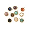Natural Mixed Gemstone Half Round Charms, with 304 Stainless Steel Findings, Real 18K Gold Plated, Ion Plating(IP), Mixed Dyed and Undyed, 10.5x9x4.5mm, Hole: 1.2mm