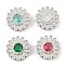 Brass Micro Pave Cubic Zirconia Slide Charms, Long-Lasting Plated, Flower, Platinum, 13.5x7mm, Hole: 2x12mm